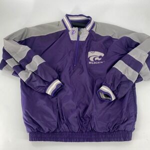 Pro Player Kansas State Wildcats Pullover‎ Jacket Men's XG XL Purple Grey VTG